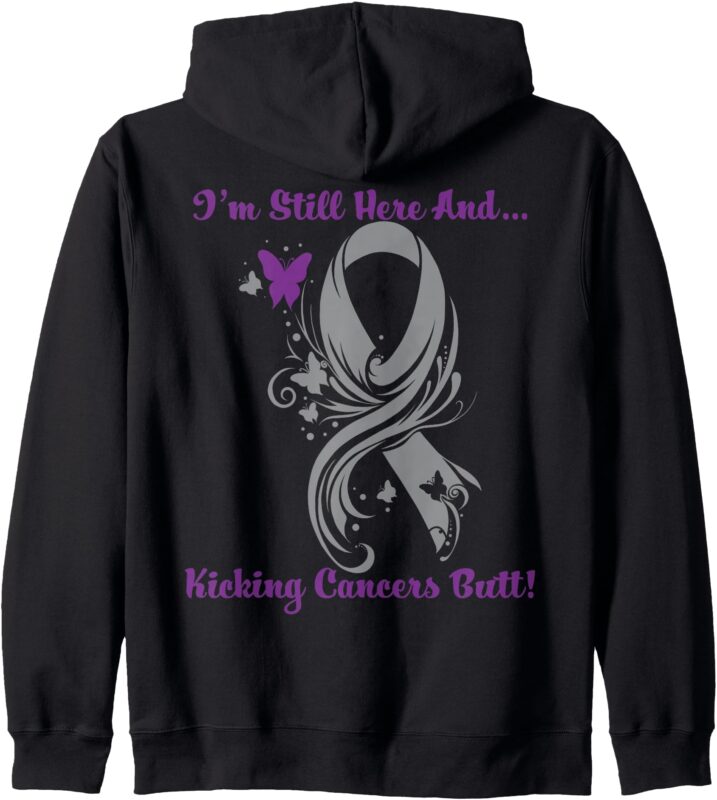 Cancer Ribbon Grey Zip Hoodie