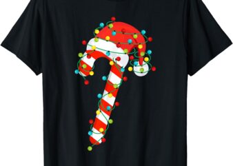 Candy Cane Merry And Bright Christmas Lights Men Women Kids T-Shirt