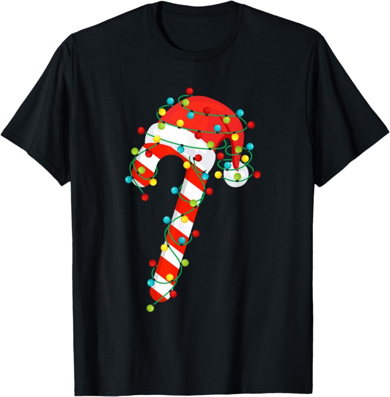 Candy Cane Merry And Bright Christmas Lights Men Women Kids T-Shirt