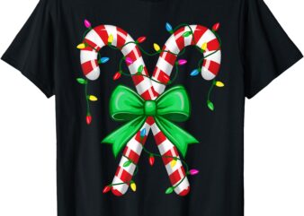 Candy Cane Santa Christmas Family Matching Funny Xmas Lights T-Shirt