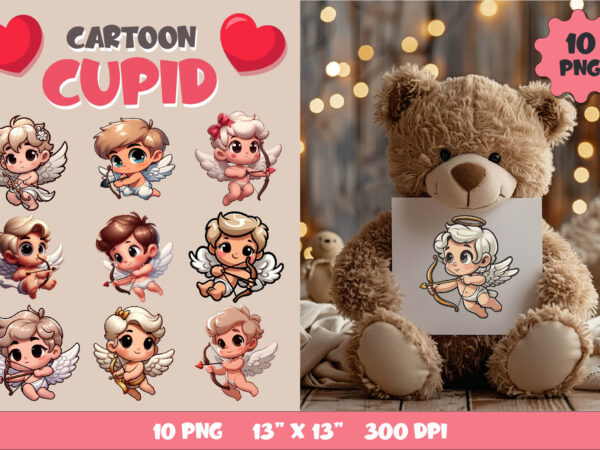 Bundle cartoon cupid. clipart, png. t shirt template