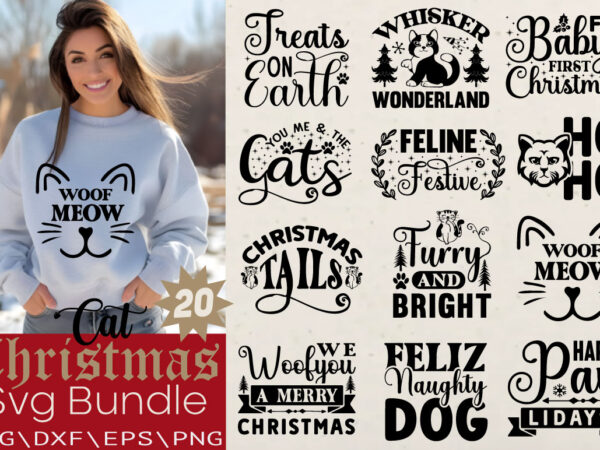 Cat christmas t-shirt bundle cat christmas svg bundle