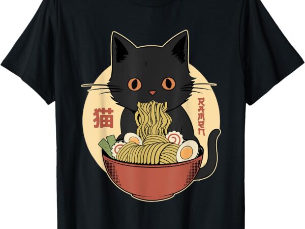 Cat ramen funny graphic tees japanese kawaii cat anime t-shirt