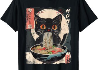 Cat Ramen Japanese Vintage Funny Kawaii Cat Anime Gifts T-Shirt