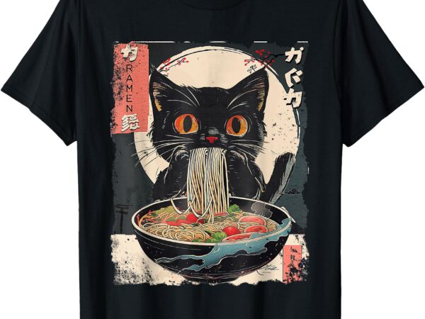 Cat ramen japanese vintage funny kawaii cat anime gifts t-shirt