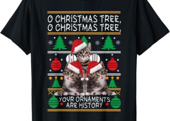 Cats Christmas Shirt Funny Ornaments Pajama Family Gift Tee T-Shirt