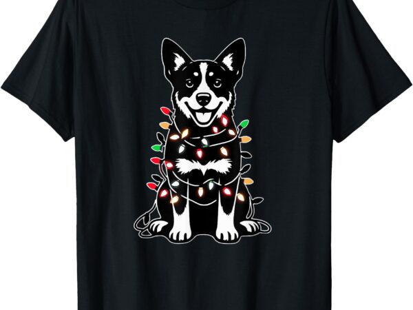 Cattle dog with christmas lights t-shirt