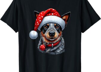 Cattle dog with Santa Hat T-Shirt