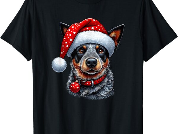 Cattle dog with santa hat t-shirt