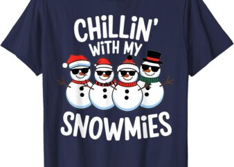 Chillin With My Snowmies Funny Snowman Christmas Kids Boys T-Shirt