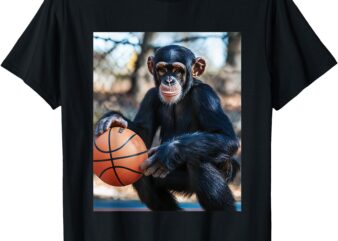 Chimpanzee Basketball Monkey Funny Graphic T-Shirt