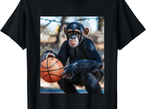 Chimpanzee basketball monkey funny graphic t-shirt