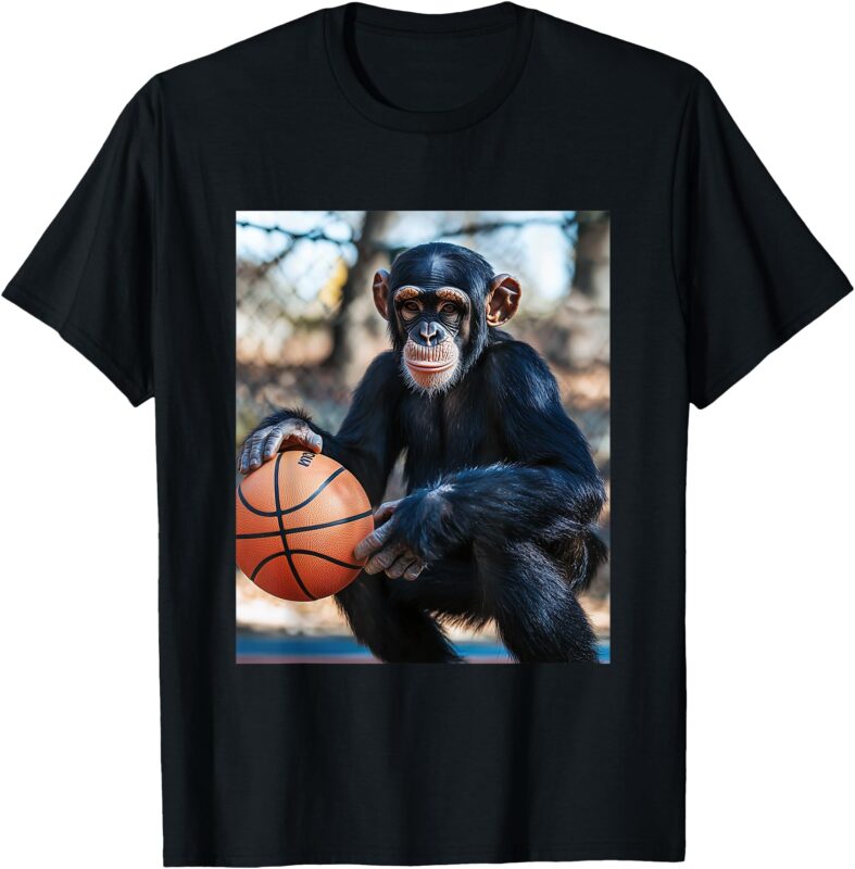 Chimpanzee Basketball Monkey Funny Graphic T-Shirt