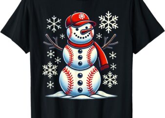 Christmas Baseball Snowman Boys Baseball Christmas Women Men T-Shirt