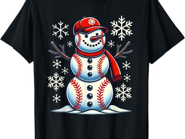 Christmas baseball snowman boys baseball christmas women men t-shirt