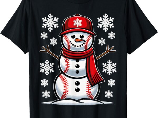 Christmas baseball snowman boys baseball christmas women men t-shirt