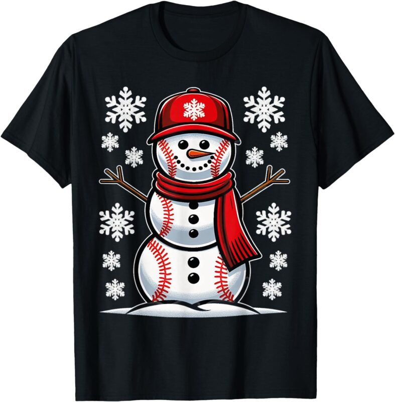 Christmas Baseball Snowman Boys Baseball Christmas Women Men T-Shirt