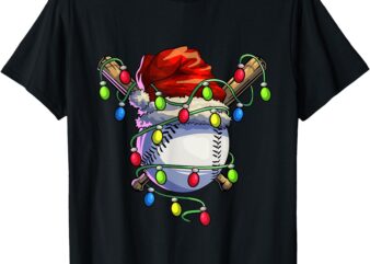 Christmas Baseball Xmas Christmas Lights Baseball Player T-Shirt