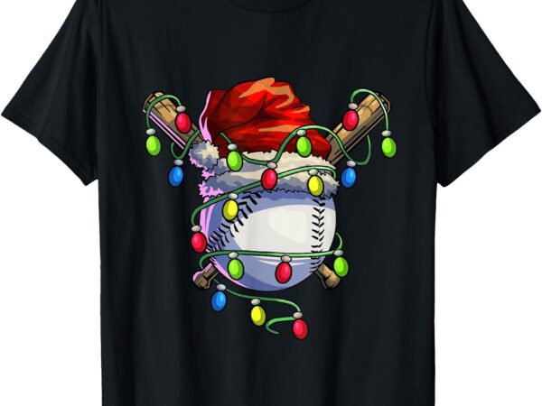 Christmas baseball xmas christmas lights baseball player t-shirt