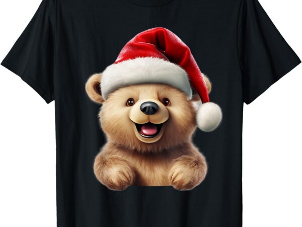 Christmas bear santa hat christmas funny xmas bear t-shirt