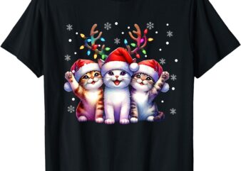 Christmas Cat Santa Reindeer Cat Lover Christmas Cats T-Shirt