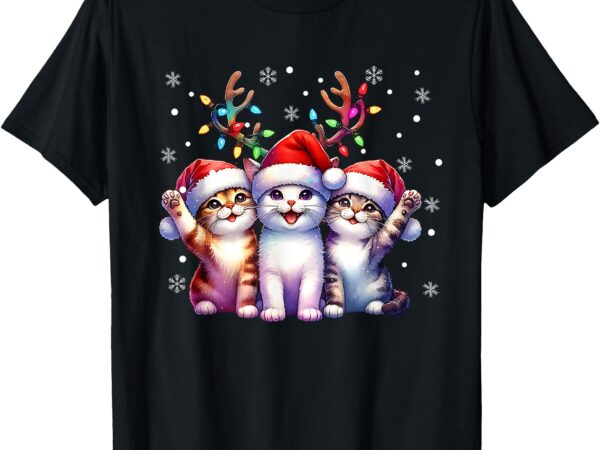 Christmas cat santa reindeer cat lover christmas cats t-shirt