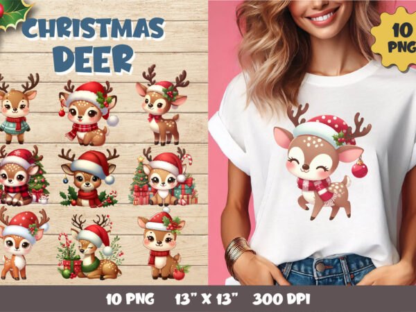 Christmas deer. t-shirt, png.