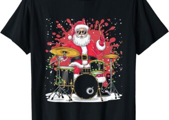 Christmas Drummer Funny Santa Claus on Drums for Music Lover T-Shirt