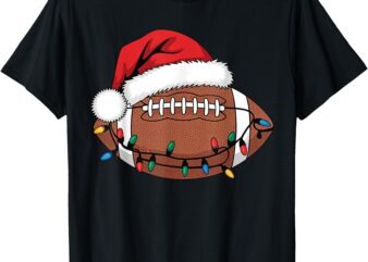 Christmas Football Player Xmas Lights Santa Sports Men Boys T-Shirt