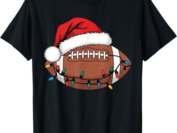 Christmas football player xmas lights santa sports men boys t-shirt