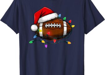 Christmas Football with Santa Hat Christmas Football Player T-Shirt