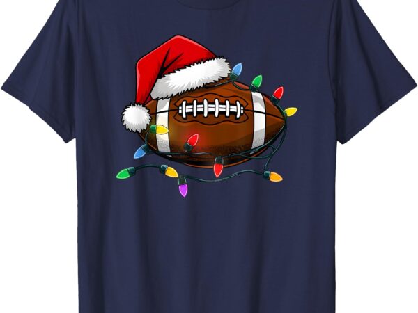 Christmas football with santa hat christmas football player t-shirt