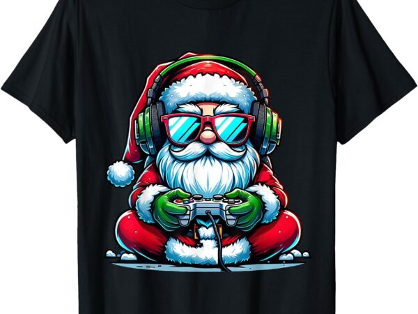 Christmas gamer boys video game santa xmas t-shirt