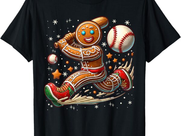 Christmas gingerbread man sports player funny baseball xmas t-shirt