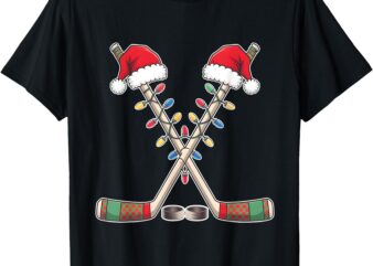 Christmas Hockey with Santa Hat Christmas hockey T-Shirt