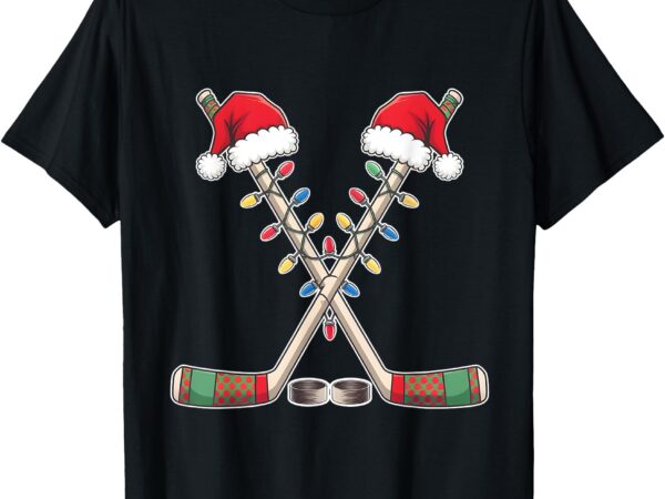 Christmas hockey with santa hat christmas hockey t-shirt