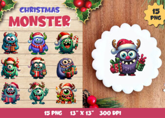 Christmas Monsters. Tshirt, PNG.