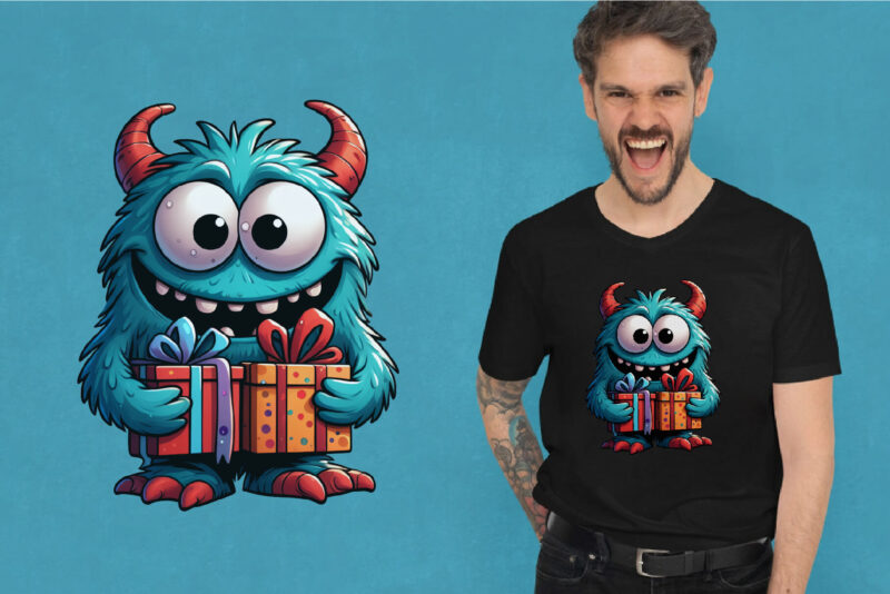 Christmas Monsters. Tshirt, PNG.