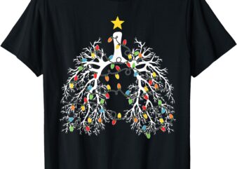 Christmas Nurse Lung Xmas Lights Funny Pulmonologist Xmas T-Shirt