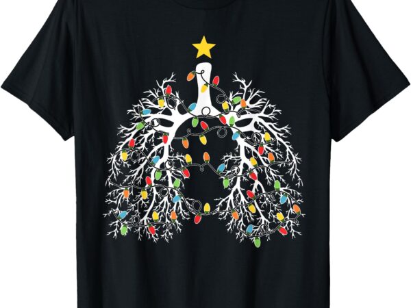 Christmas nurse lung xmas lights funny pulmonologist xmas t-shirt