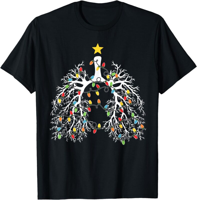 Christmas Nurse Lung Xmas Lights Funny Pulmonologist Xmas T-Shirt