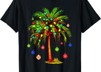 Christmas Palm Tree Light Hawaiian Tropical Xmas T-Shirt