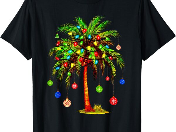 Christmas palm tree light hawaiian tropical xmas t-shirt