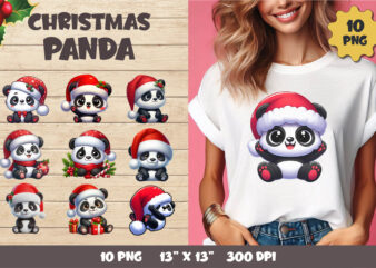 Christmas Panda. T-Shirt, PNG.