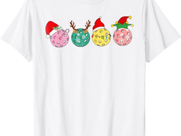 Christmas pickleball player xmas lights reindeer elf women t-shirt