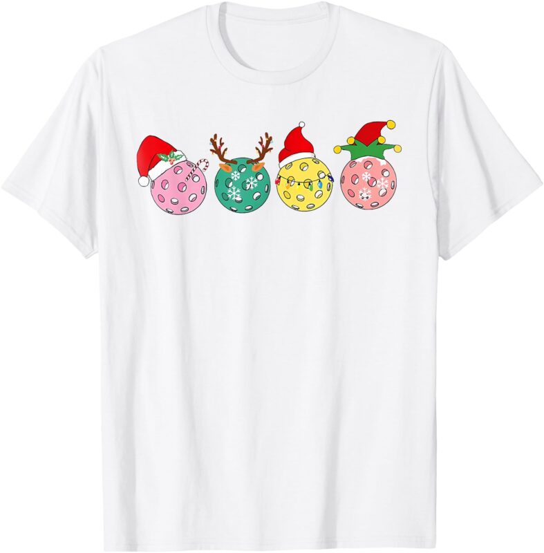 Christmas Pickleball Player Xmas Lights Reindeer ELF Women T-Shirt