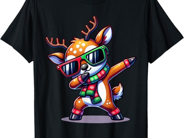 Christmas reindeer boys dabbing reindeer santa xmas funny t-shirt