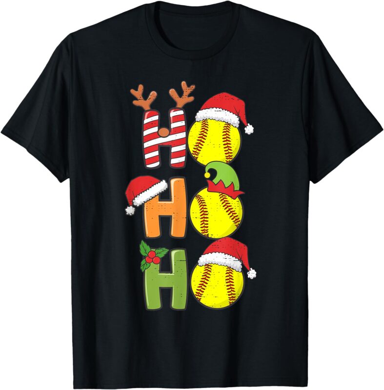 Christmas Softball Ho Ho Ho Softball Xmas Sport Men Women T-Shirt