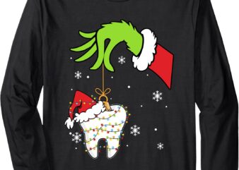 Christmas Tooth Dentist Dental Assistant Teeth Pajamas Xmas Long Sleeve T-Shirt