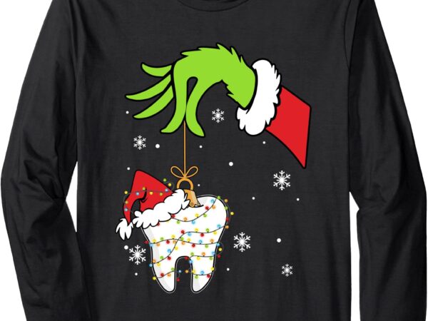 Christmas tooth dentist dental assistant teeth pajamas xmas long sleeve t-shirt